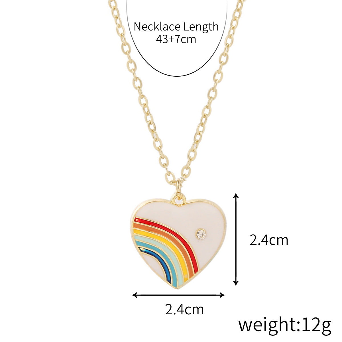 Wholesale Niche Design Alloy Love Rainbow Necklace